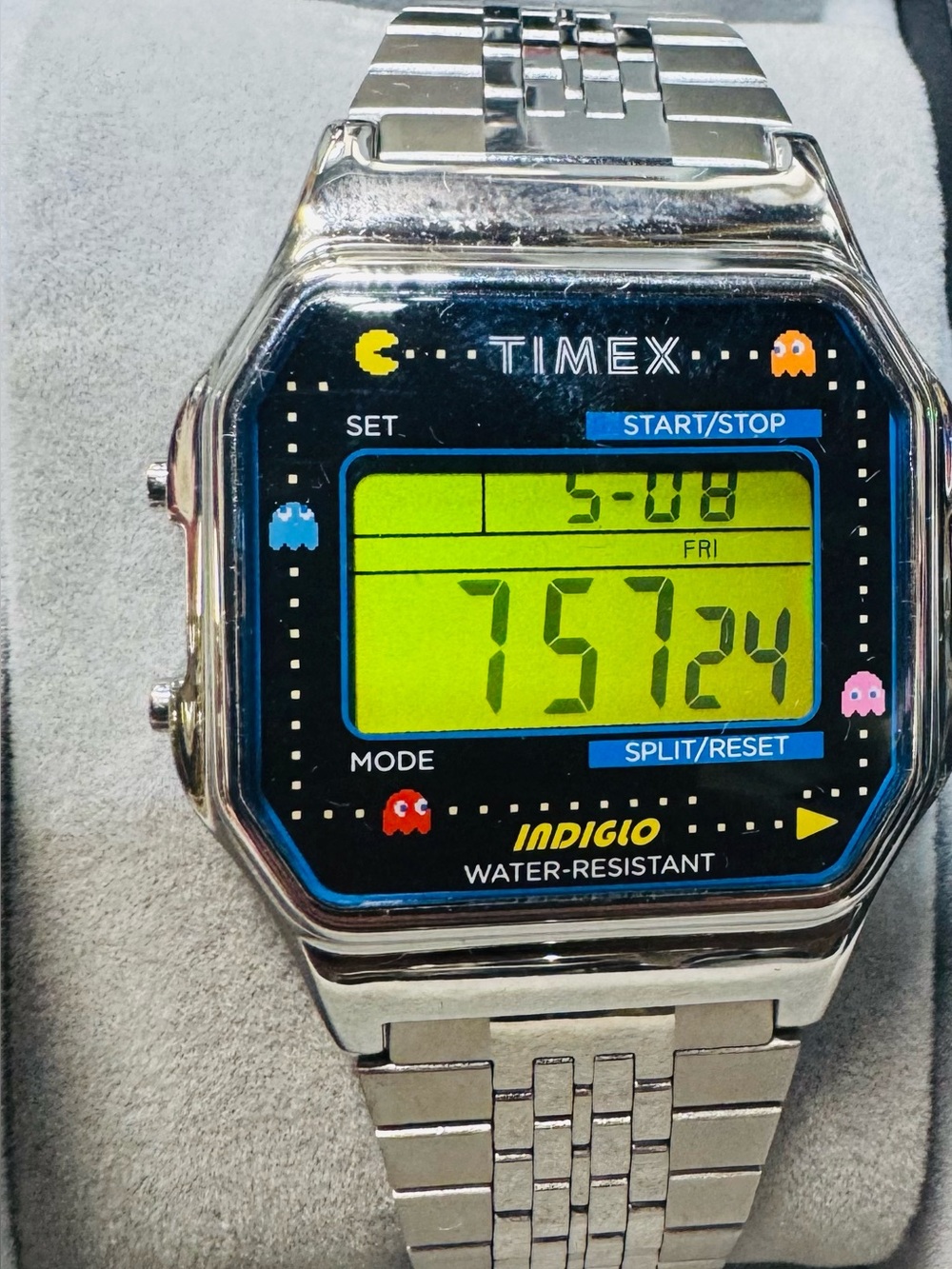 Timex Silver Pac-Man T80 Stainless Steel Digital Watch
